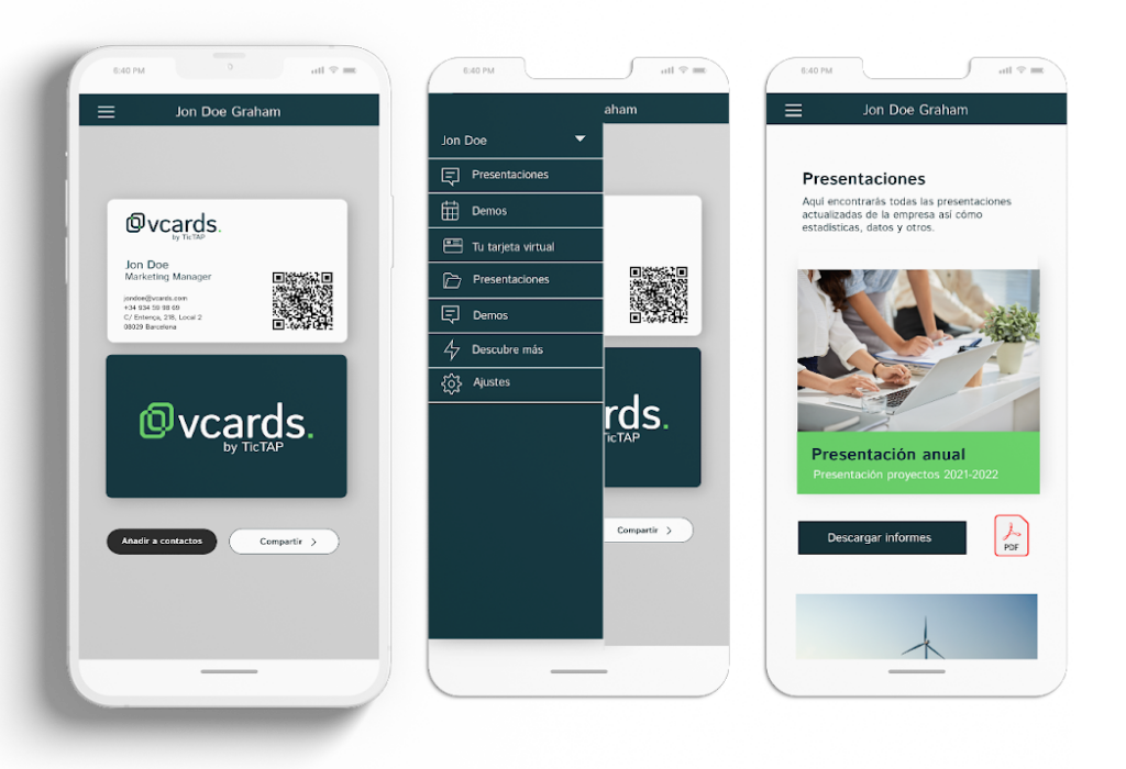 menu vcards by TicTAP